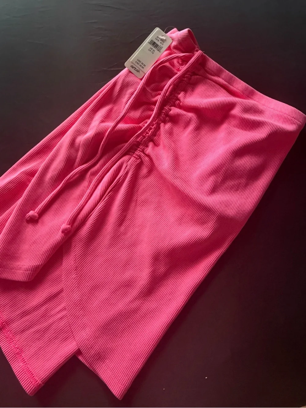 aerie Bright Pink Swim Skirt with Side Drawstring